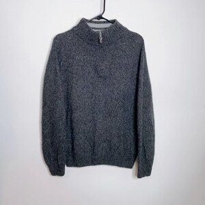 Iceland Sweater Mens L Gray Wool Blend 1/4 Zip High Neck Long Sleeve Italy